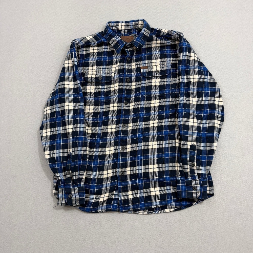 Orvis Flannel Shirt Men XL Blue Classic Collection Plaid Long Sleeve 100% Cotton